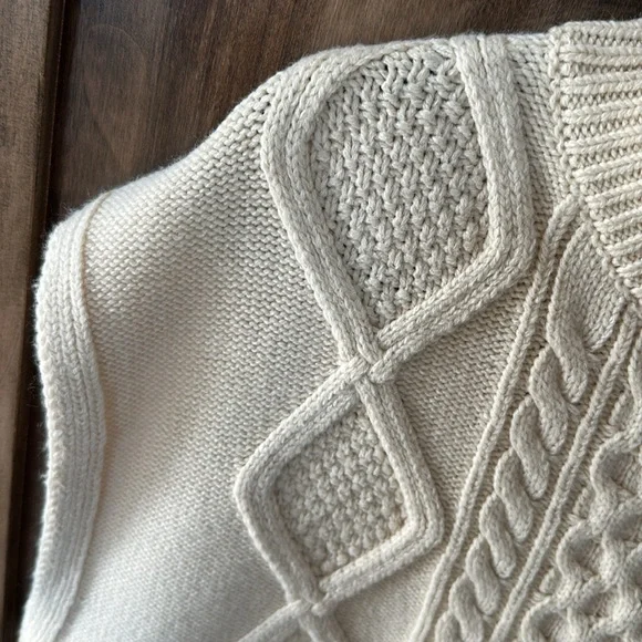 Cream Cable Knit Sleeveless  Oversized Turtleneck best - Picture 6 of 12